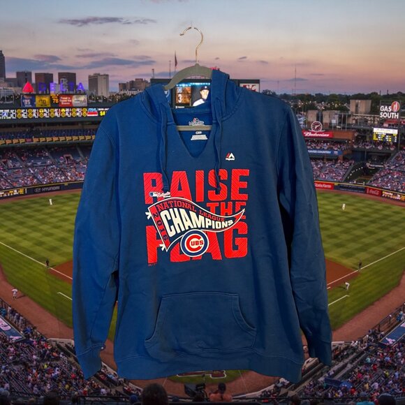 2016 Cubs National League Champions Raise the Flag V-neck Hoodie Unisex - Picture 2 of 8
